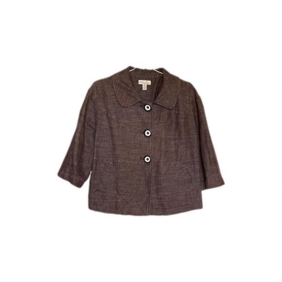 Kim Rogers Brown 3/4 Sleeve Lightweight Jacket Women’s 10 Petite - Picture 1 of 7